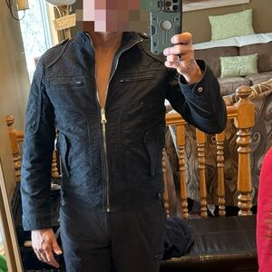 ZARA MAN  Faded Black Quilted MOTO Jacket